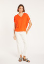 Flamed linen V-neck loose T-shirt - Marra