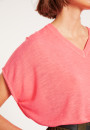 Flamed linen V-neck loose T-shirt - Marra
