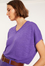 Flamed linen V-neck loose T-shirt - Marra