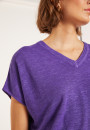 Flamed linen V-neck loose T-shirt - Marra