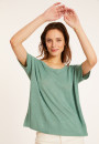 Loose-fitting round-neck flamed linen T-shirt - Pavot