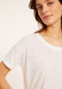 Loose-fitting round-neck flamed linen T-shirt - Pavot