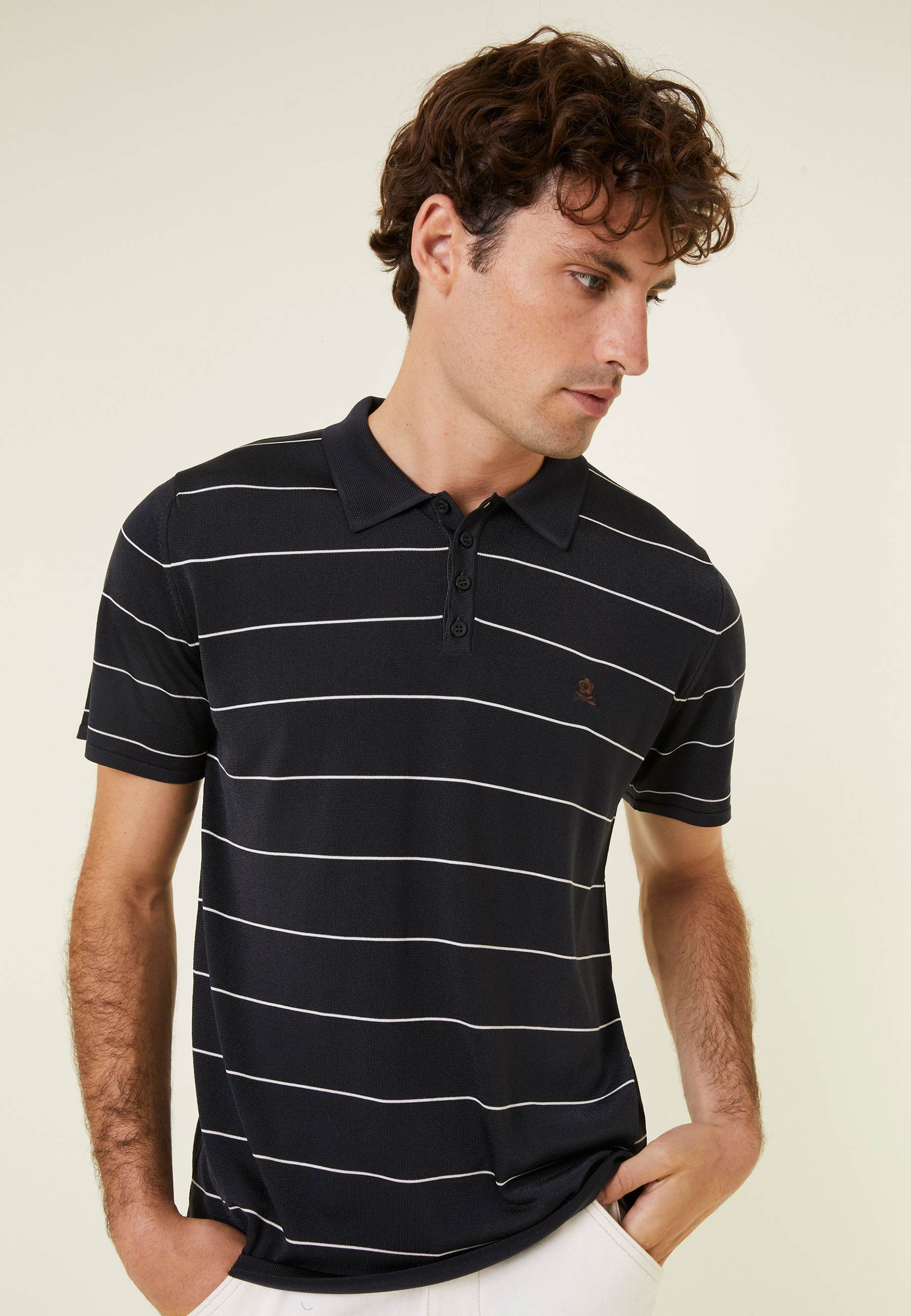 Long-sleeved cotton pique polo shirt - Banjo