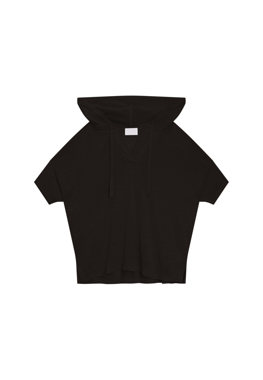 Flamed linen hooded t-shirt - Pivoine