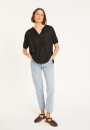 Flamed linen hooded t-shirt - Pivoine
