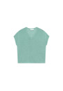 Flamed linen V-neck loose T-shirt - Marra