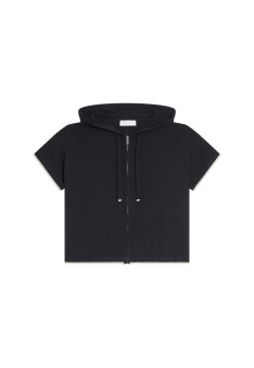 Short sleeve brushed cotton zip-up sweatshirt - Mackenzie