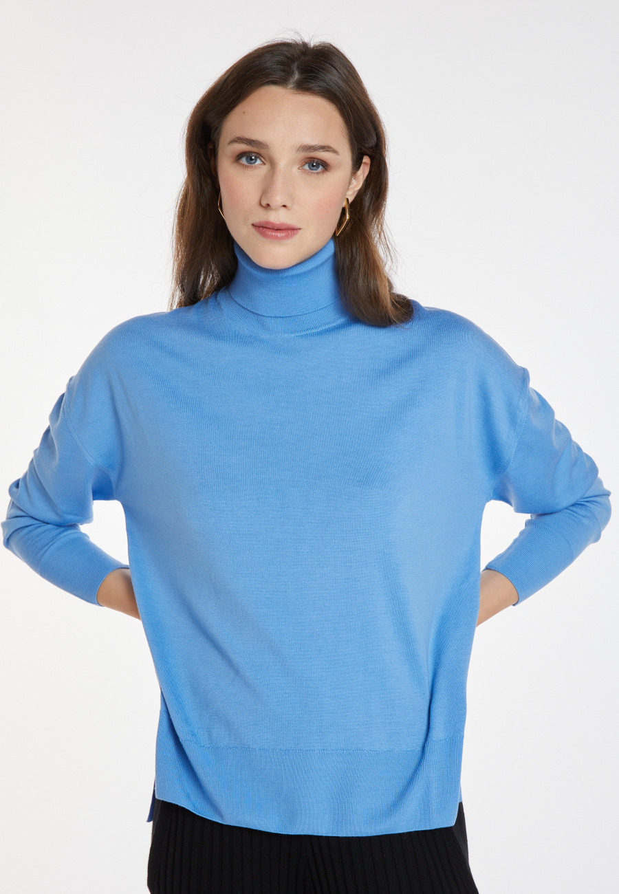 Slit turtleneck sweater in merino wool - Amy