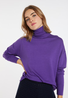 Slit turtleneck sweater in merino wool - Amy