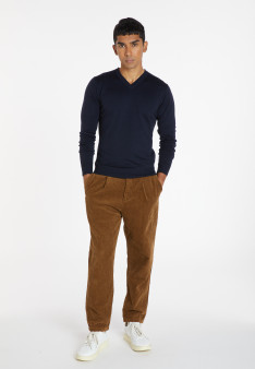 V-neck sweater with logo in merino wool - Elmo