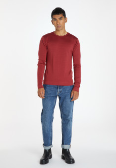 Round-neck merino wool sweater with rolled finishes - Rythme