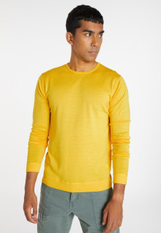 Round-neck merino wool sweater with rolled finishes - Rythme