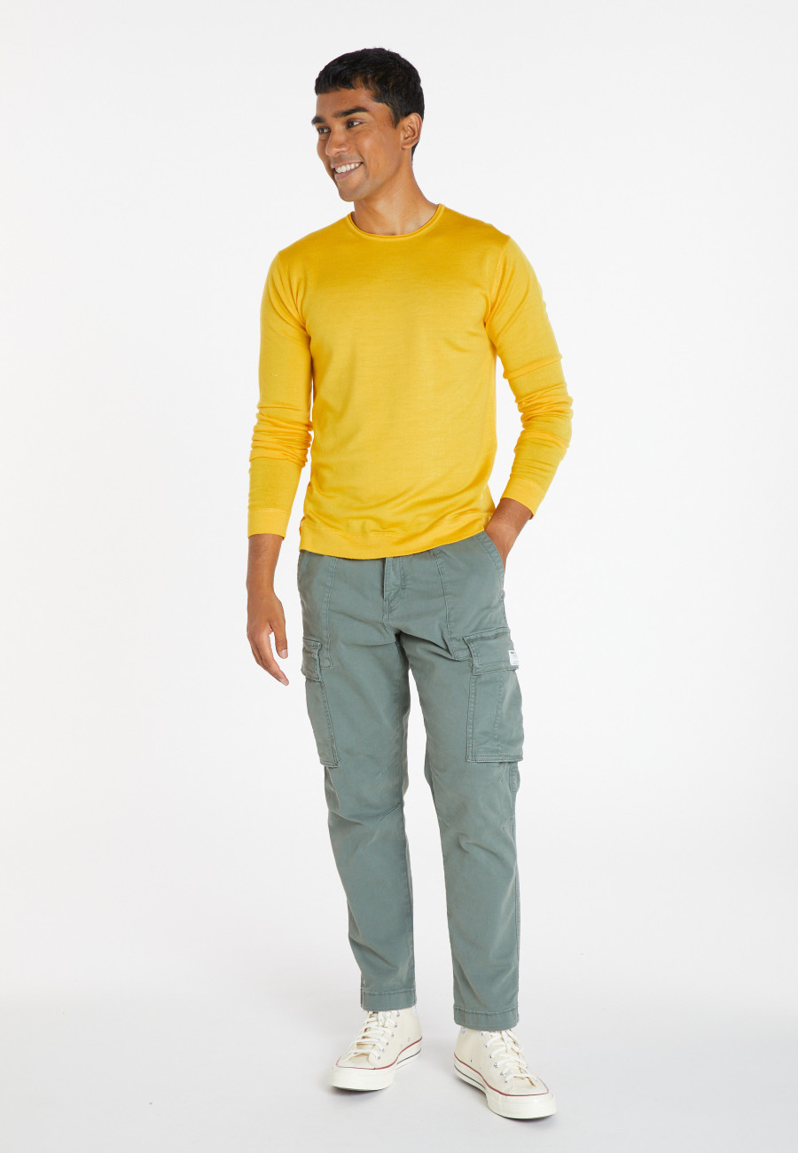 Round-neck merino wool sweater with rolled finishes - Rythme