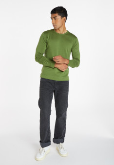 Round-neck merino wool sweater with rolled finishes - Rythme