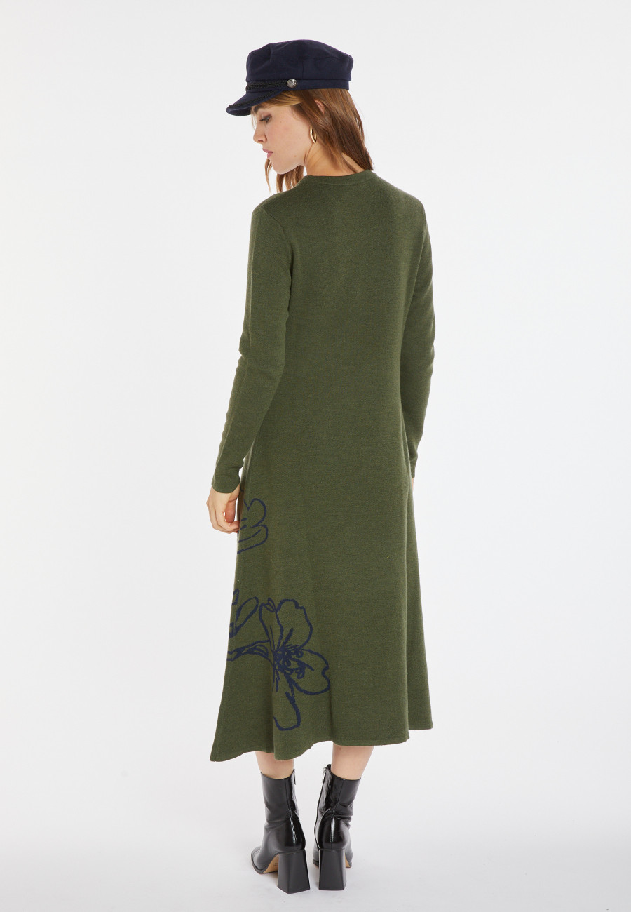 Long flared dress in merino wool - Charlize