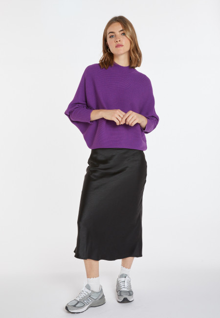 Loose-fitting high-neck wool blend sweater - Caly