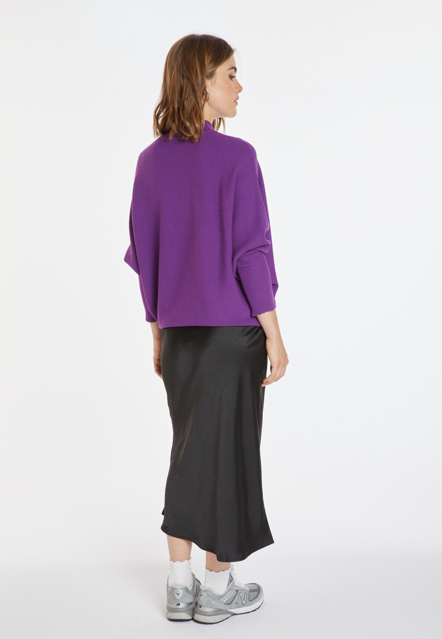 Loose-fitting high-neck wool blend sweater - Caly