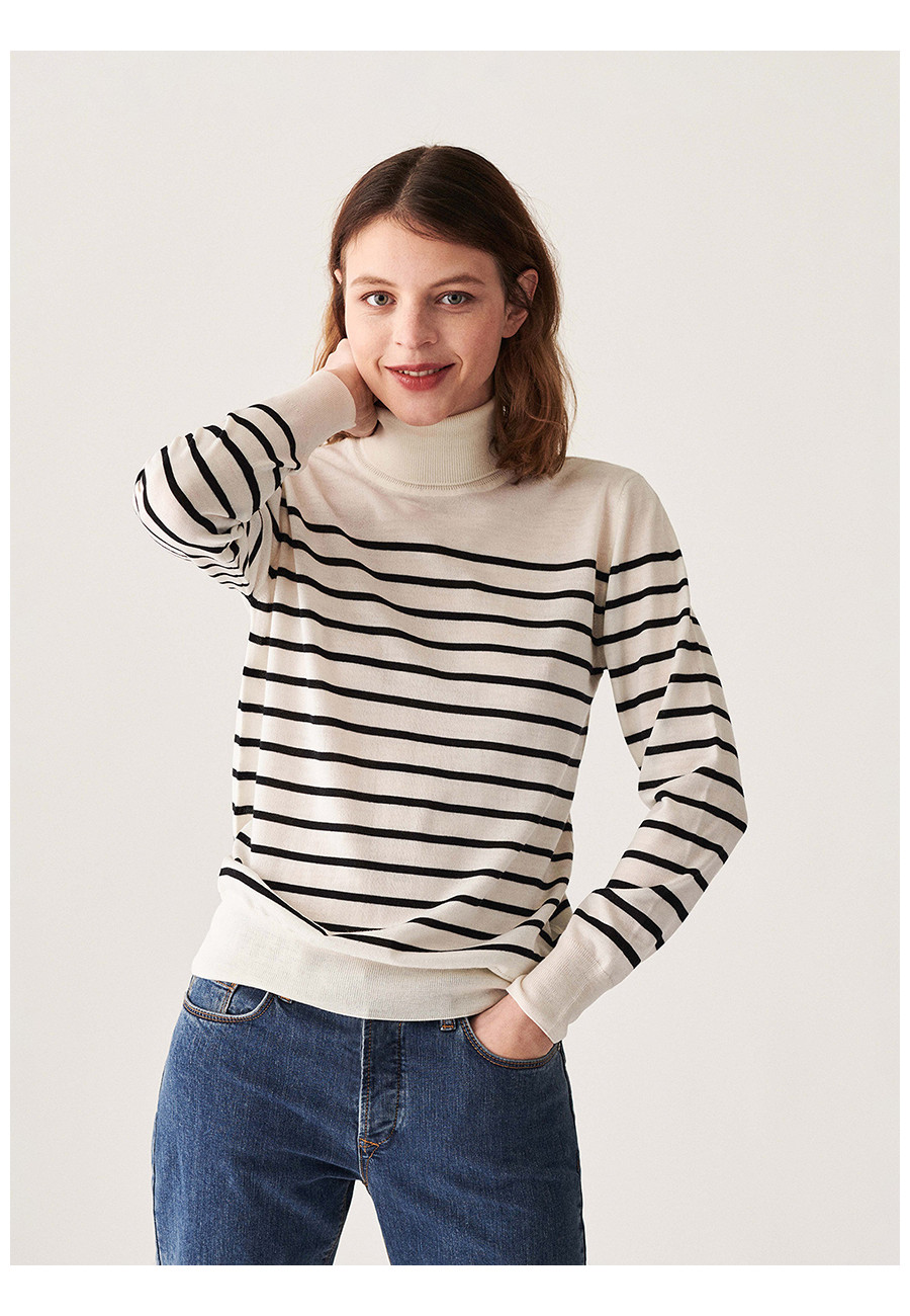 Ribbed merino wool turtleneck sweater - Colette