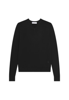 V-neck sweater with logo in merino wool - Elmo