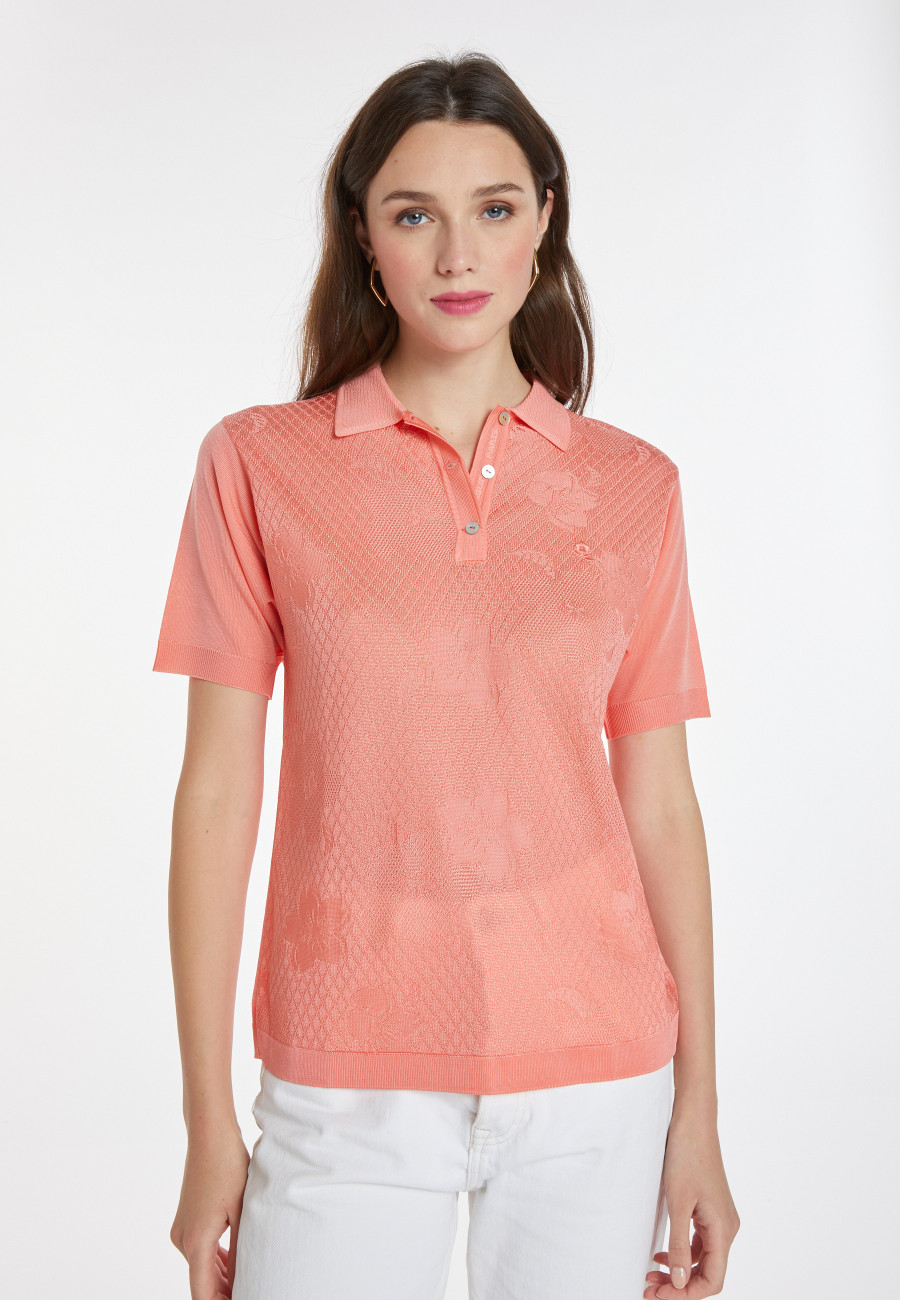 Patterned polo shirt in Fil Lumière - Karin