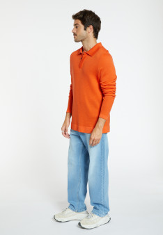 Long-sleeved polo shirt in merino wool - Sidney