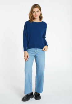 Cashmere round neck sweater with hammer armholes - Bree