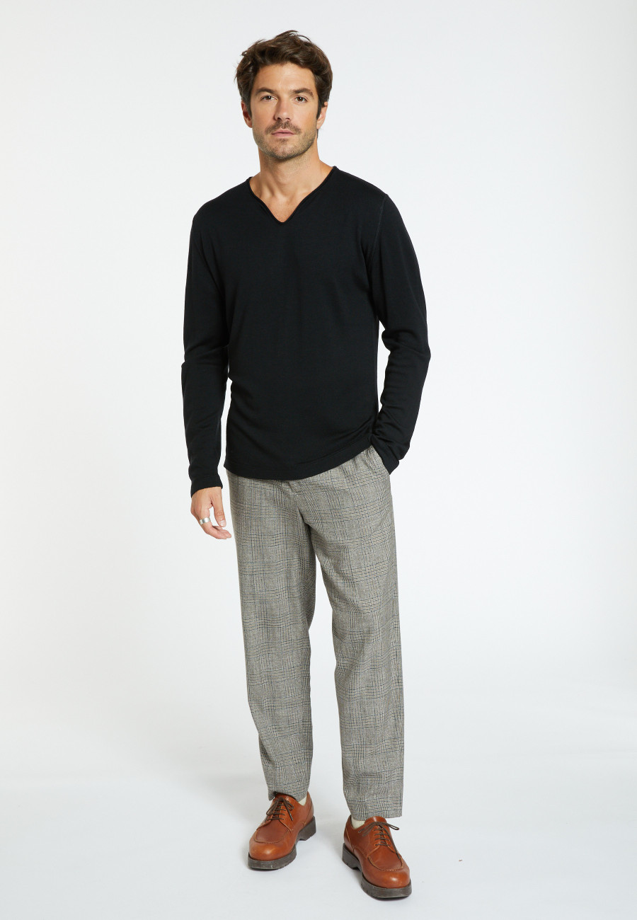 Wool sweater with Tunisian collar - Bono
