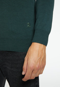 Polo neck sweater with logo in merino wool - Eni