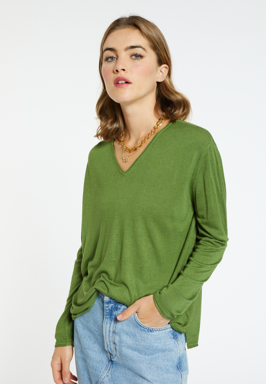 Bamboo cashmere V-neck T-shirt - Aelys