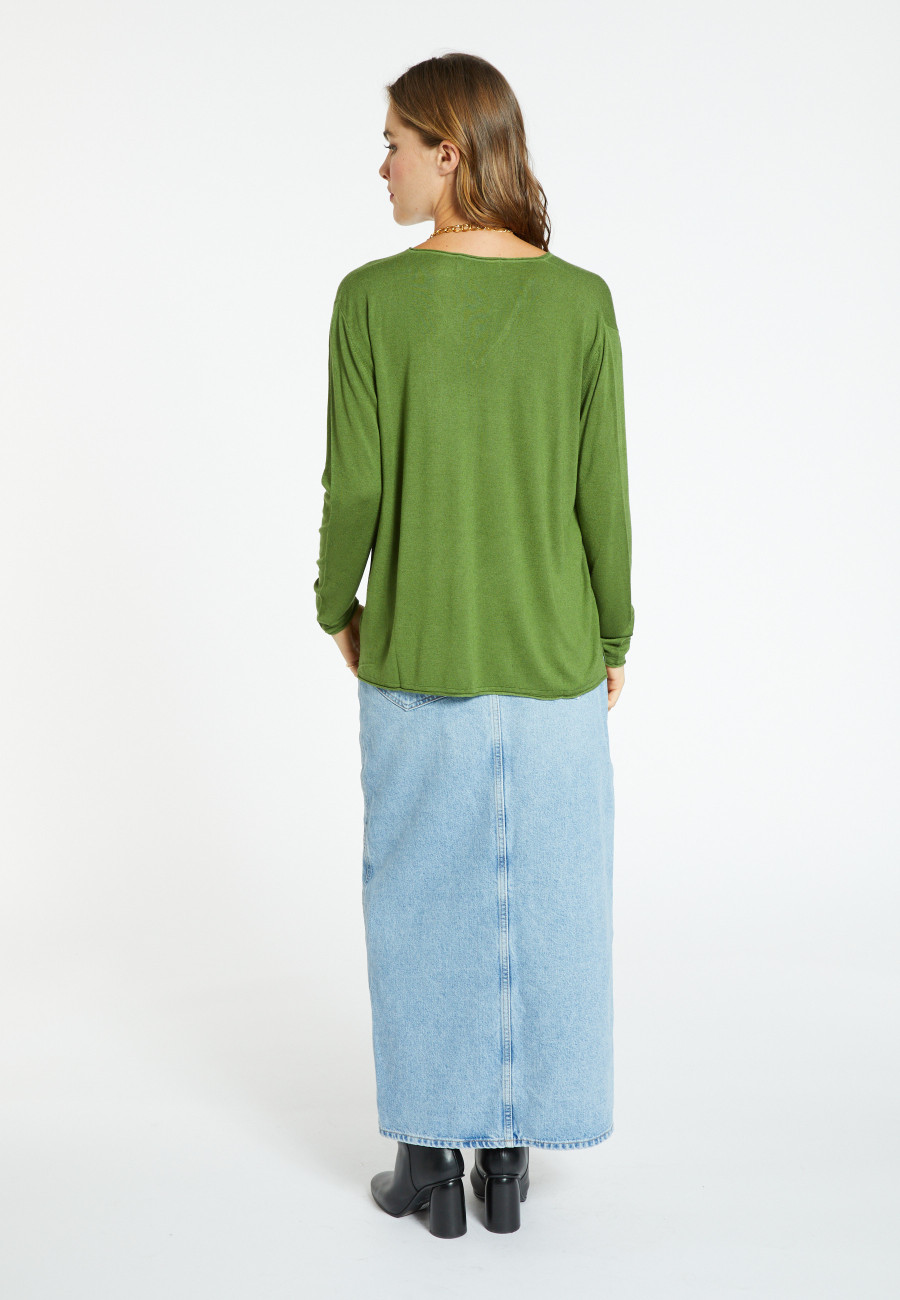 Bamboo cashmere V-neck T-shirt - Aeline
