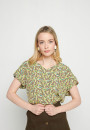 Short-sleeved patterned blouse in viscose warp and weft - Serena