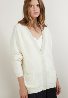 Long cardigan with pockets in alpaca wool - Galaxie