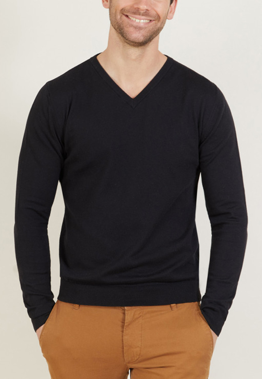 V-neck sweater in natural cotton - Bouddi