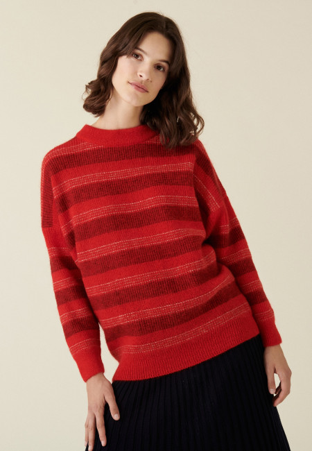 Round-neck striped mohair sweater - Charly