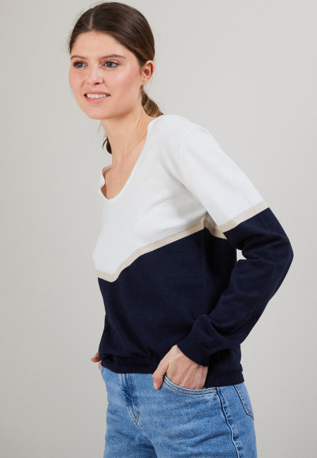 Tricolor cotton sweater - Audrey