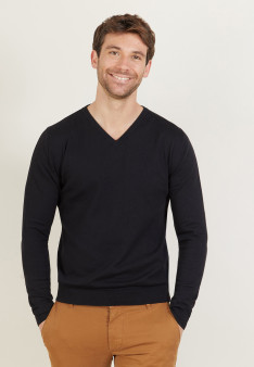 BOUDA PULL COL V EN COTON NATUREL