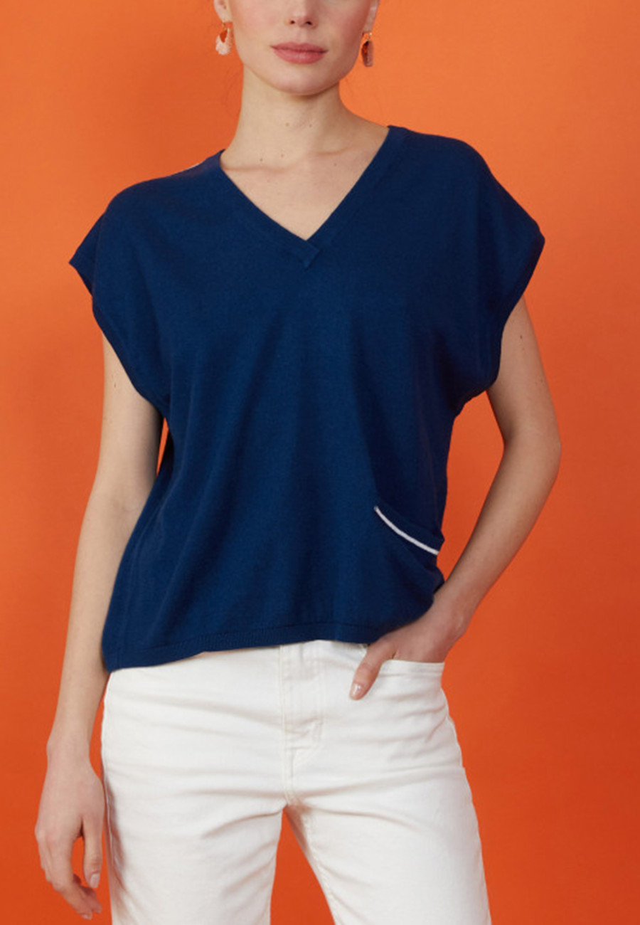 Cashmere Linen V-neck T-shirt - Meg