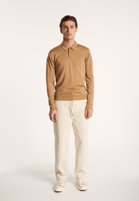 Long-sleeved merino wool polo shirt - Eni