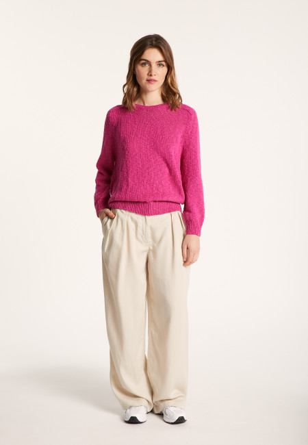 Round neck cotton and linen sweater - Nicky