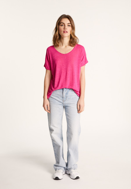 Round-neck slub linen T-shirt - Loli