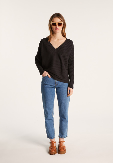 Cotton sweater with batwing sleeves - Lison