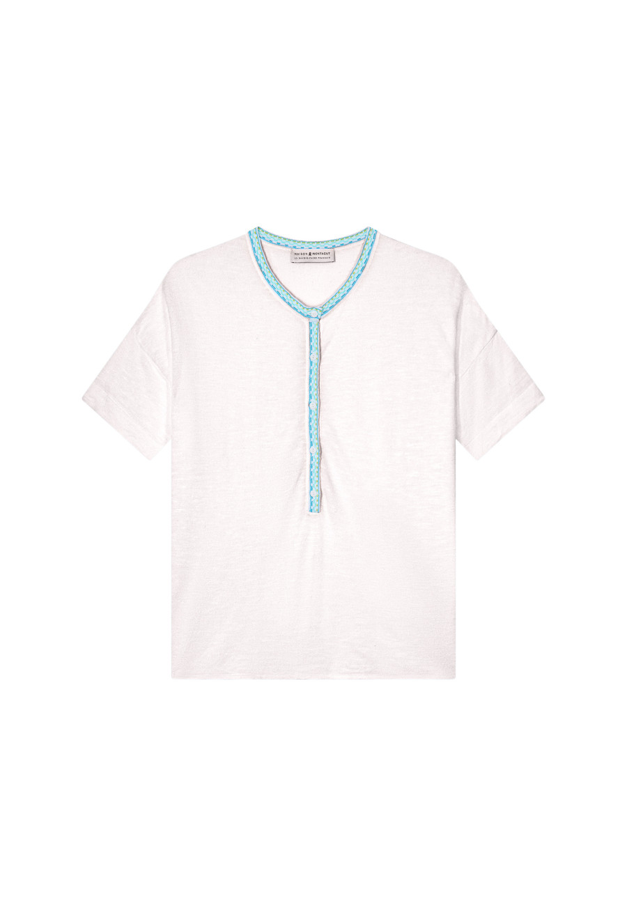 Short-sleeved cotton and linen cardigan - Lauria