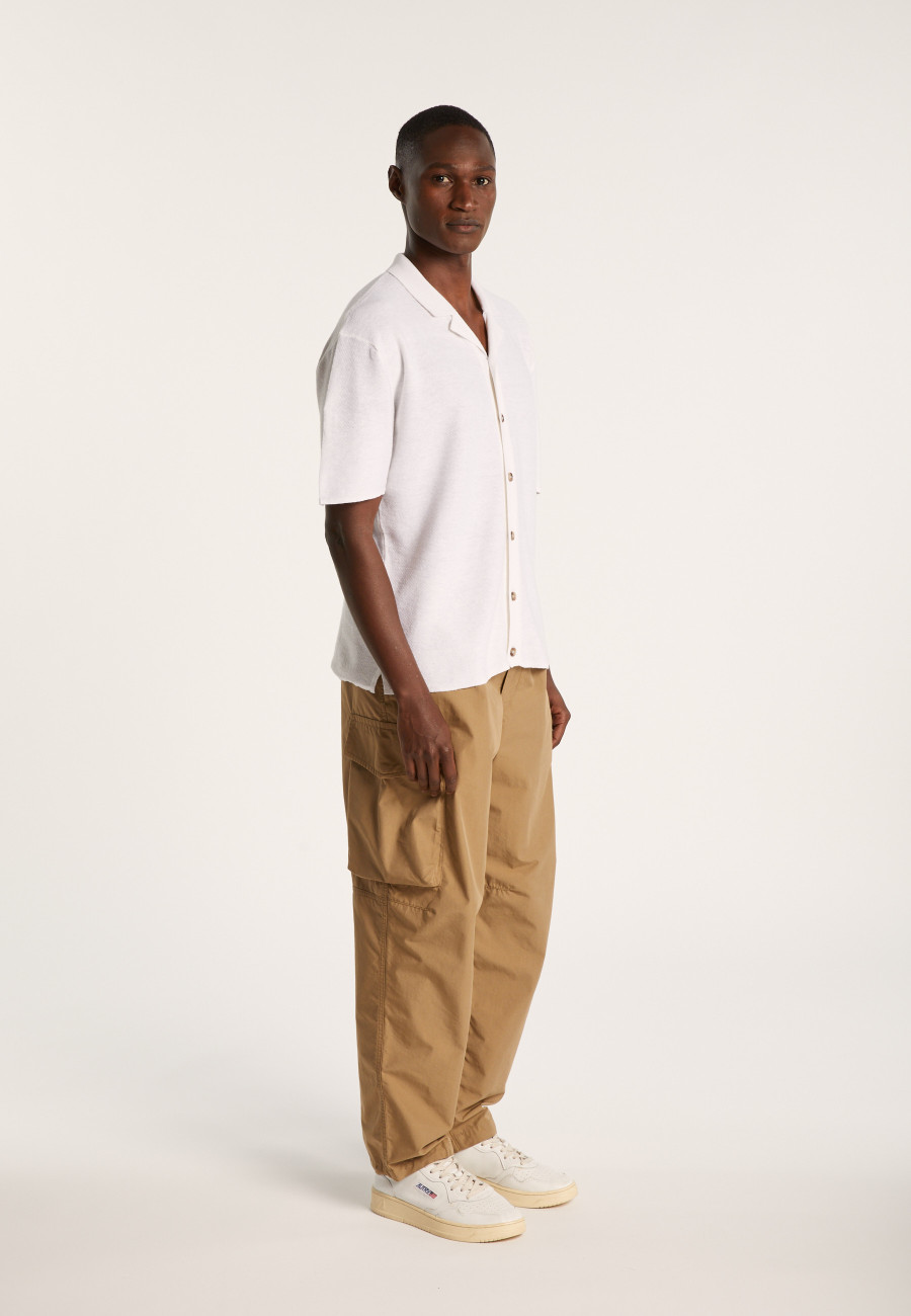 Short-sleeved cotton and linen shirt - Igino