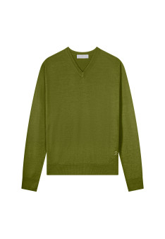 V-neck jumper in merino wool - Elmo