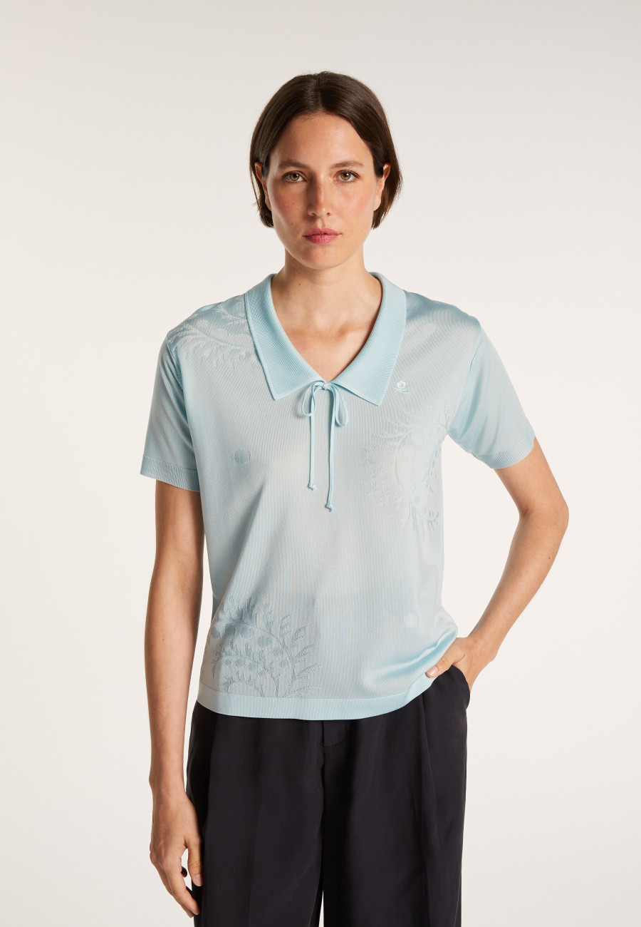 Elbow sleeve t-shirt in Lumière yarn with patterns - Erica