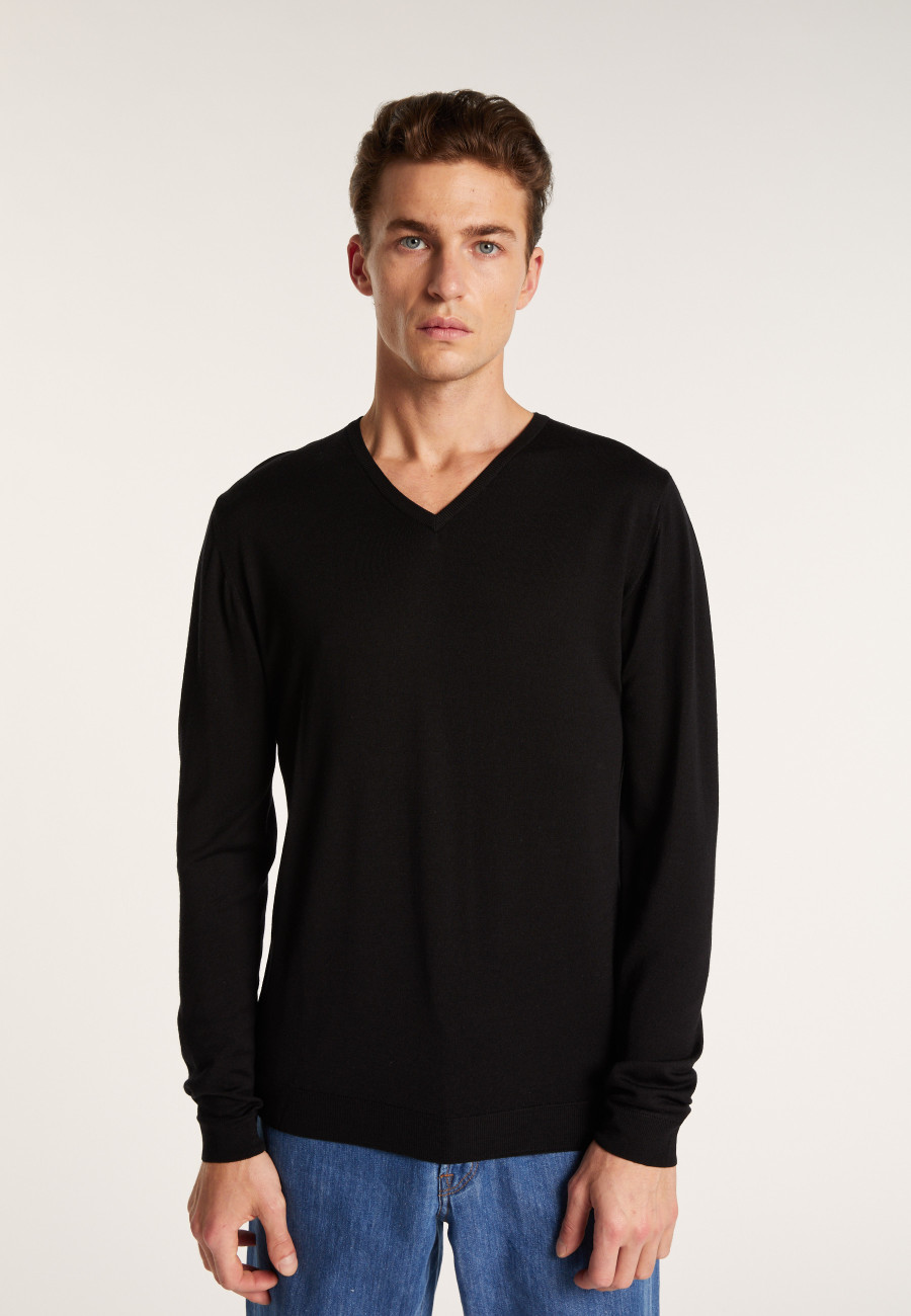 Pull col V en laine et soie - Lessie