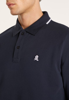 Long-sleeved cotton pique polo shirt - Banjo