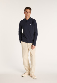 Long-sleeved cotton pique polo shirt - Banjo