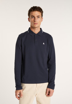 Long-sleeved cotton pique polo shirt - Banjo