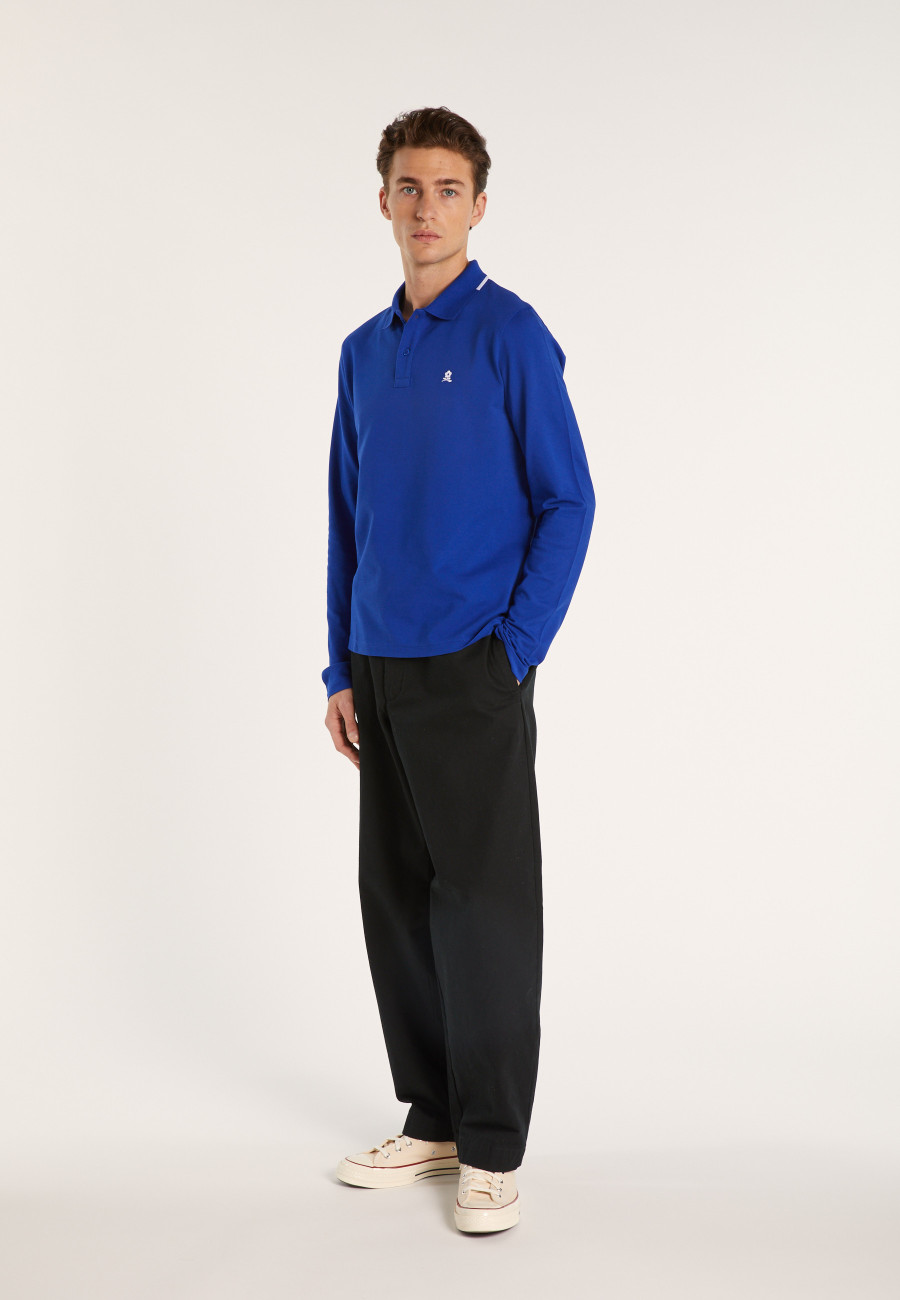 Long-sleeved cotton pique polo shirt - Banjo